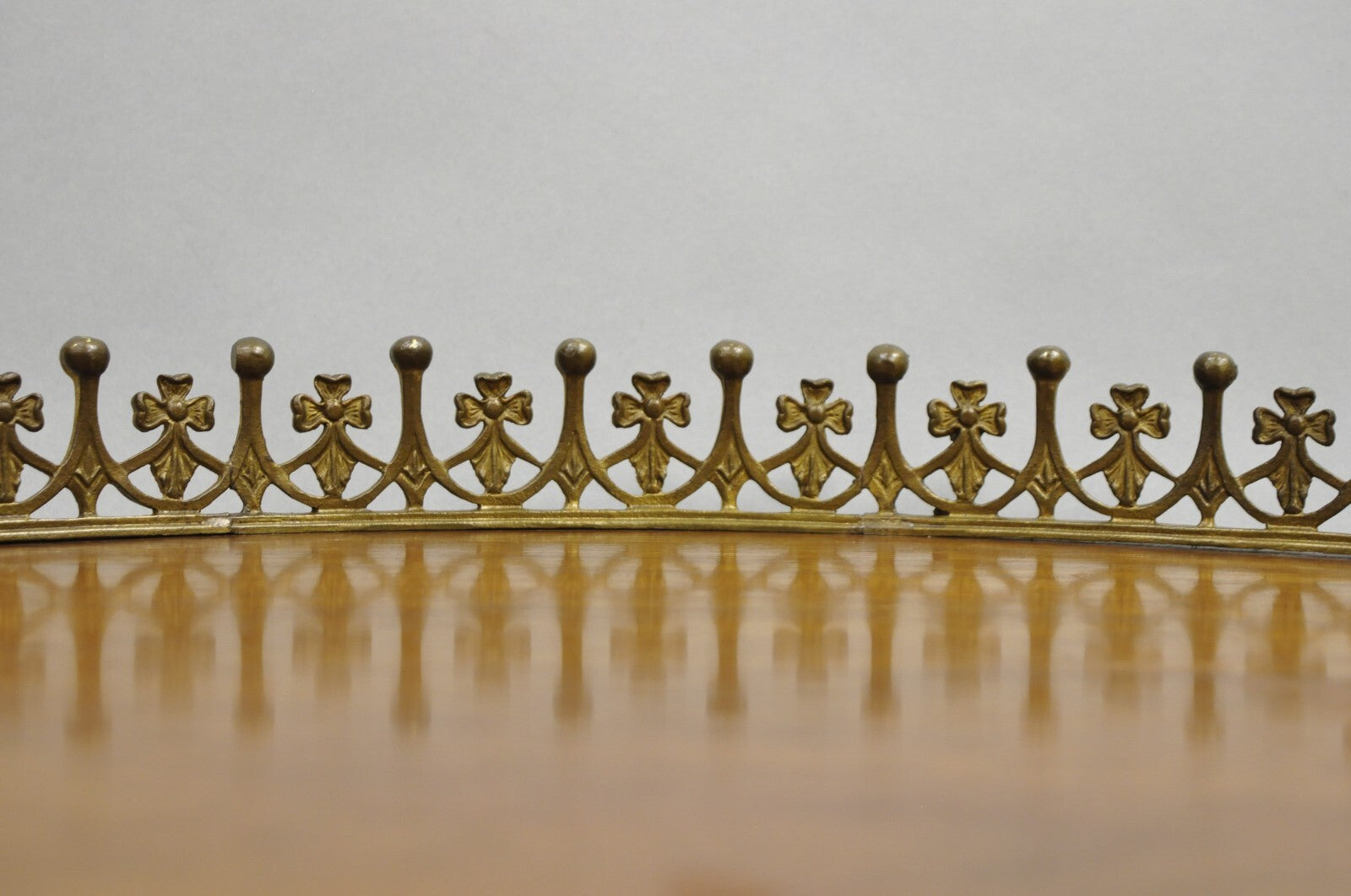 Vintage French Empire Mahogany 25" Round Coffee Table with Brass Gallery