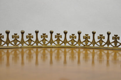 Vintage French Empire Mahogany 25" Round Coffee Table with Brass Gallery