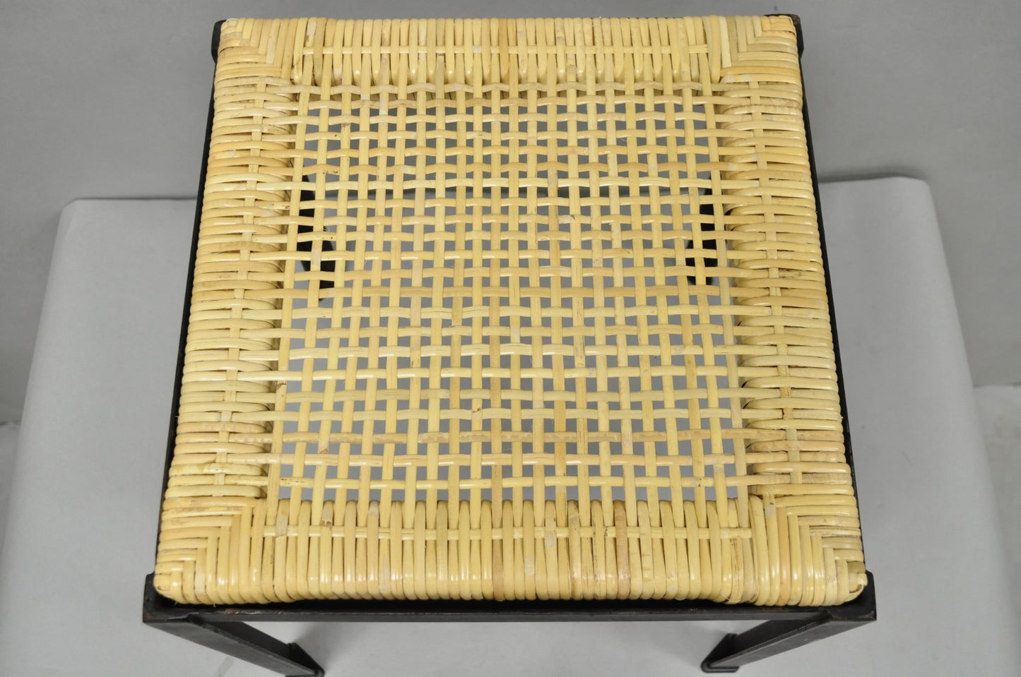 Mid Century Modern Danny Ho Fong Tropi-Cal Iron Cane Side Table Stool - Set of 4