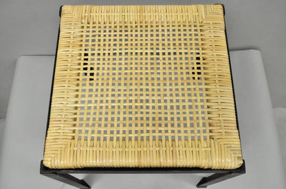 Mid Century Modern Danny Ho Fong Tropi-Cal Iron Cane Side Table Stool - Set of 4