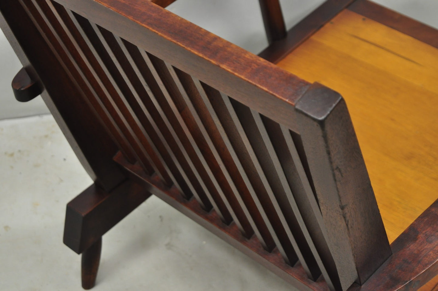 Vintage George Nakashima Spindle Back Black Walnut "Cushion" Lounge Arm Chair