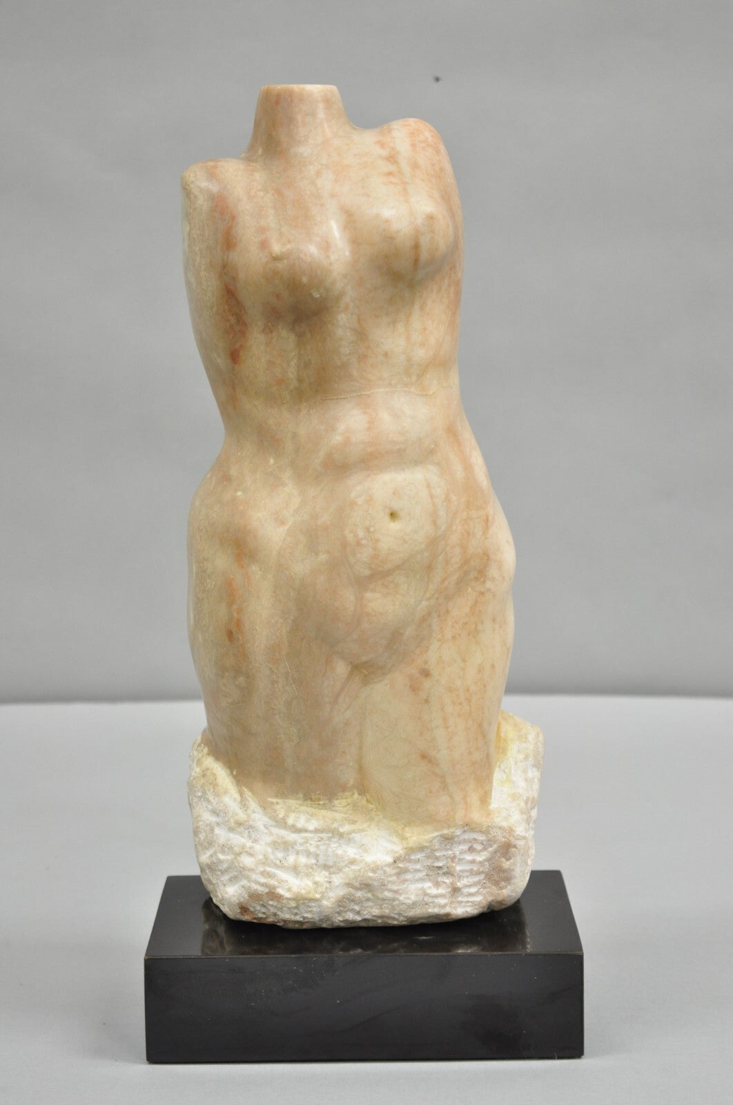 Morton Gaffin Female Nude Bust Modernist Carved Peach Alabaster Sculpture