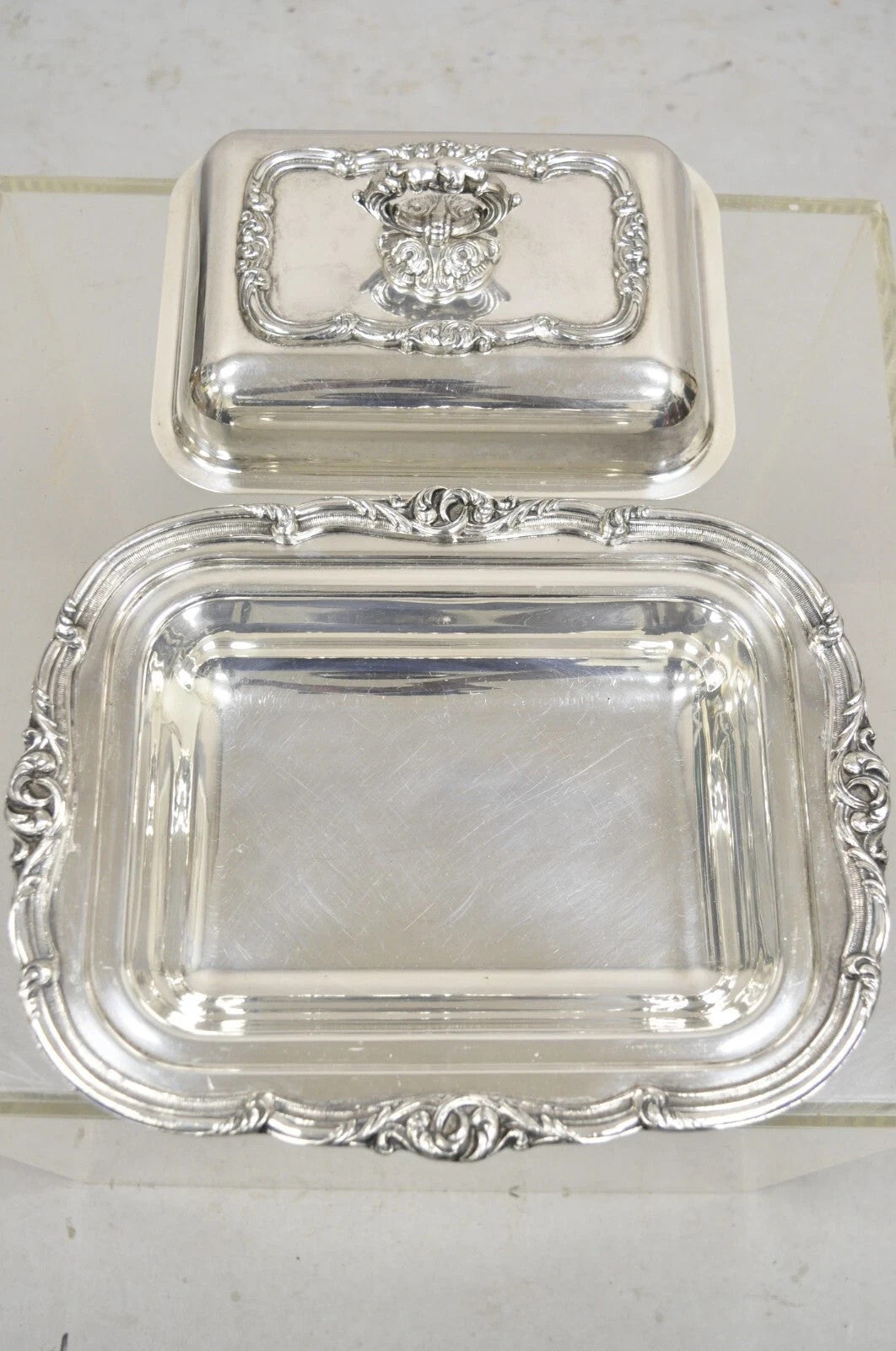 Vintage Gorham Black Starr Silver Plated Lidded Vegetable Serving Platter Dish