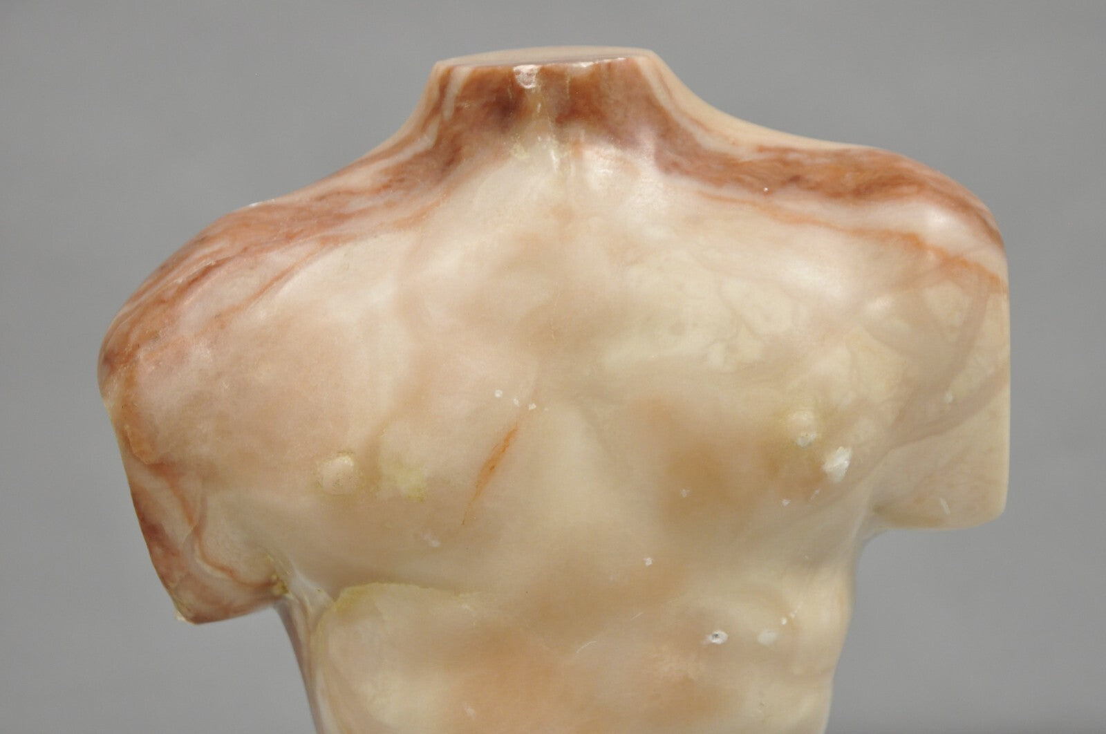 Morton Gaffin "David" 1989 Modernist Carved Peach Alabaster Male Nude Sculpture