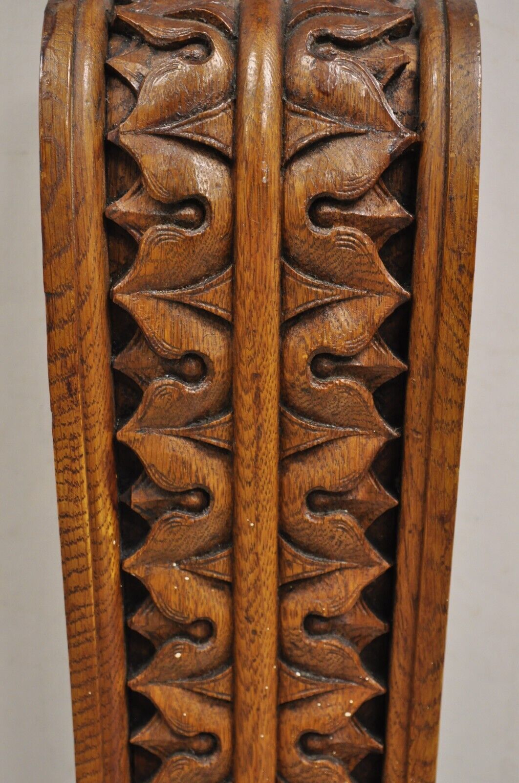 Antique Victorian Oak Wood French Renaissance 34" Tall Carved Corbel Bracket
