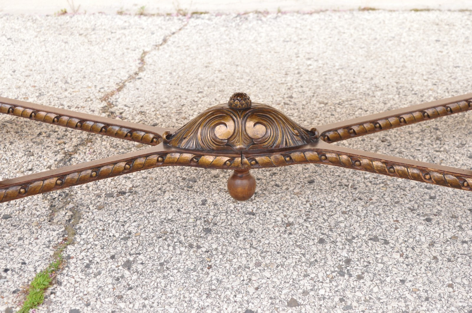 Antique French Baroque Rococo Revival Carved Walnut Dining Table w/ 2 Leaves