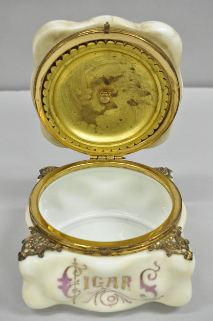 Antique Victorian C.F. Monroe Wavecrest Art Nouveau Cigars Humidor Glass Jar Box