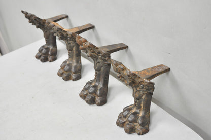 Victorian Style Cast Iron Bathtub Lion Claw Foot Paw Feet Floral Design 4 Pc Set
