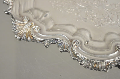 Vintage "Silver by Sacks" Victorian Style Silver Plated Scalloped Round Tray