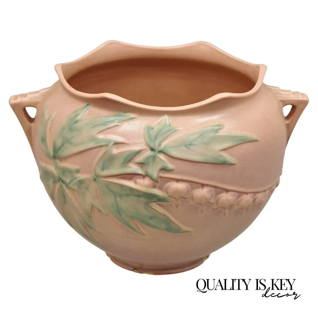Antique Roseville Gardenia Bleeding Heart Pink 651-8" Jardiniere Planter Pot