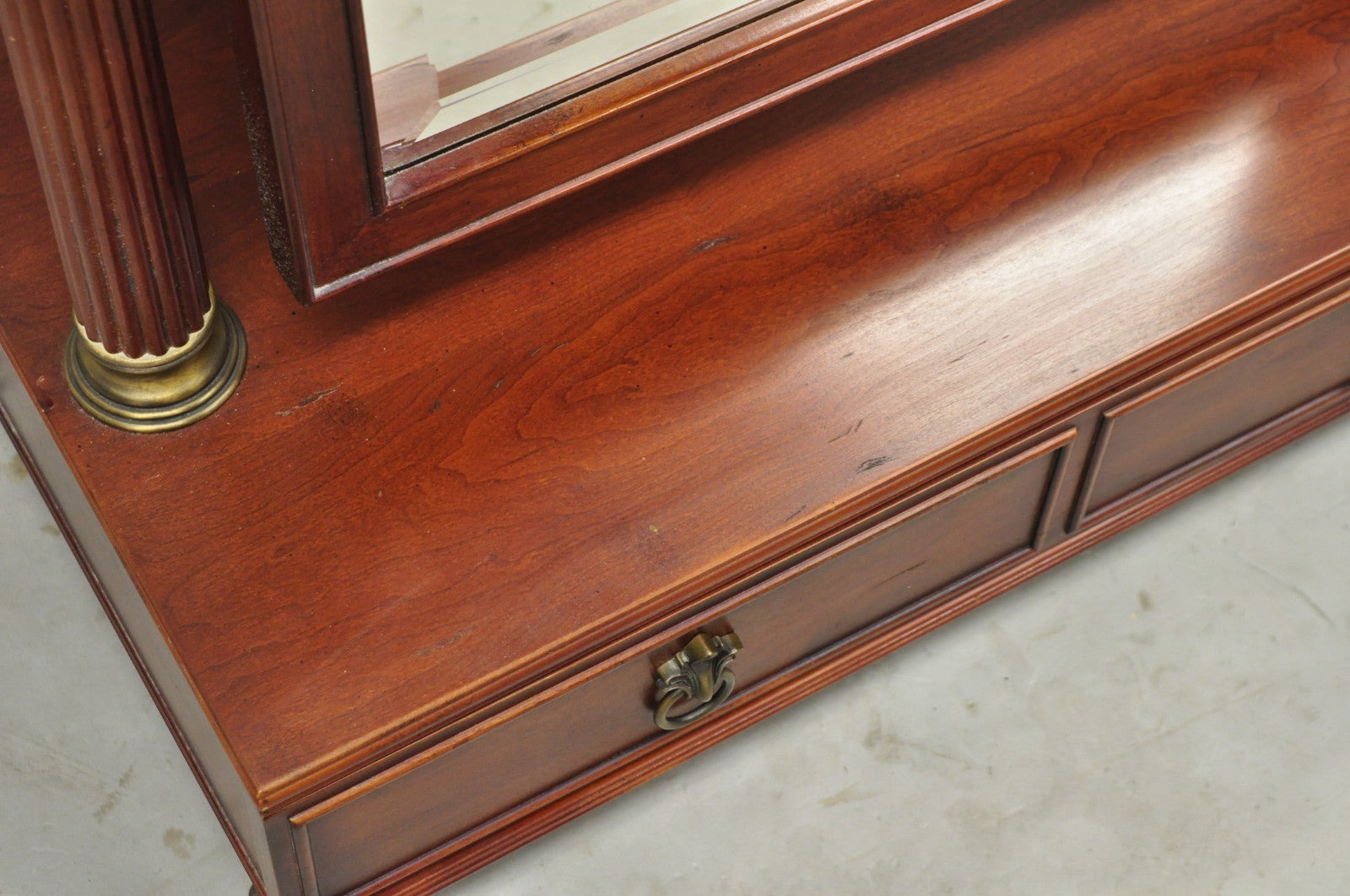 Bombay Company Cherry Wood Victorian Style Standing Cheval Mirror with Drawer