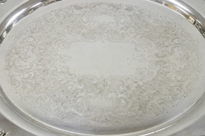 Vintage English Silver Mfg. Silver Plated Large Oval Butlers Platter Bar Tray