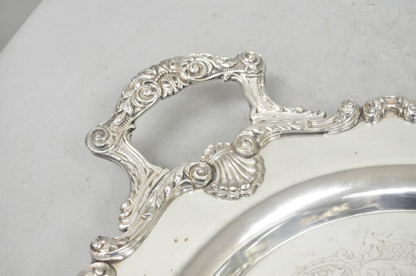 Vintage English Silver Mfg. Silver Plated Large Oval Butlers Platter Bar Tray