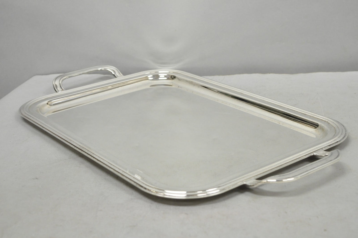 Contemporary Modern Landes Silver Plated Rectangular Bar Serving Platter Tray