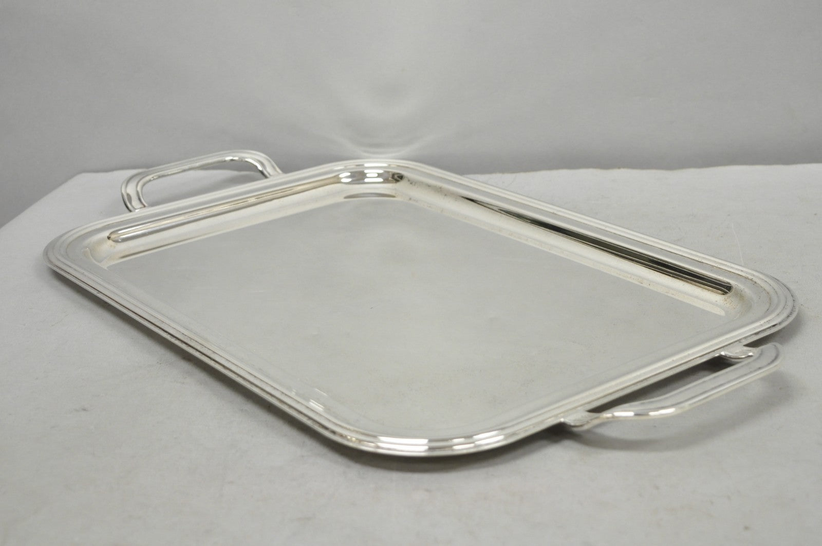 Contemporary Modern Landes Silver Plated Rectangular Bar Serving Platter Tray