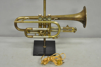 Vintage Hollywood Regency Emperor Brass Trumpet Horn Repurposed Table Lamp