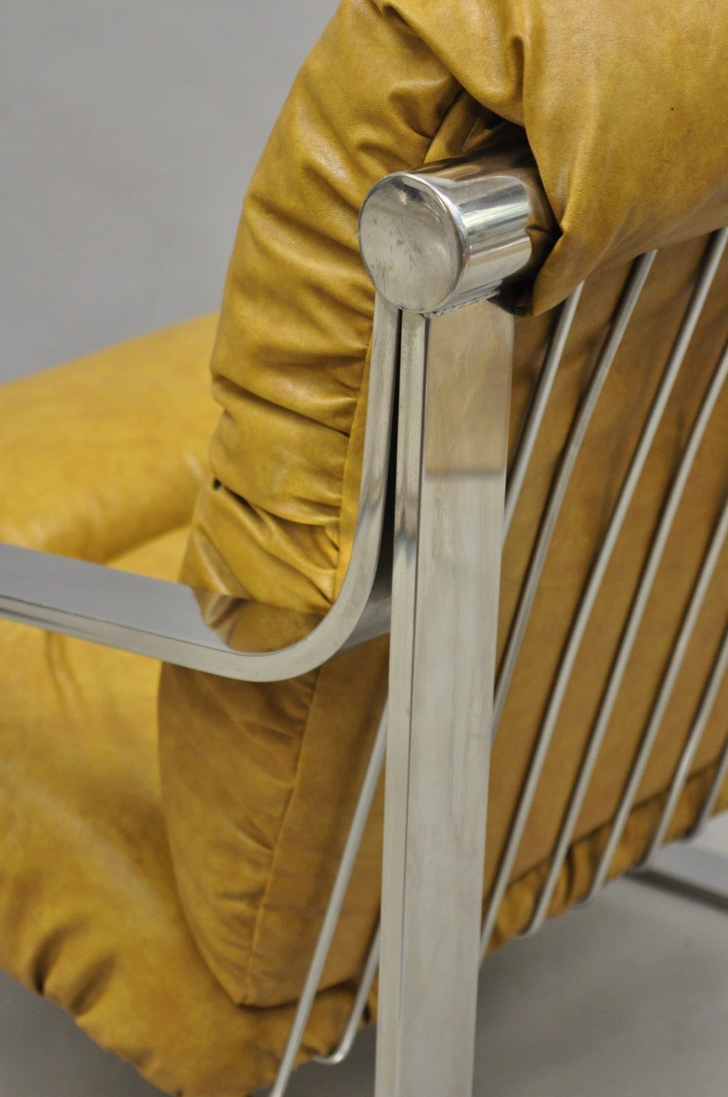 Mid Century Modern Chrome Milo Baughman Style Club Lounge Chair by AGI Ind.
