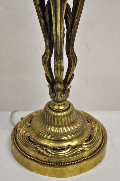 Antique Hinks & Sons French Rococo Sculptural Bronze Oil Lamp Convert Table Lamp