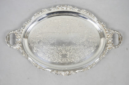 Vintage Baroque by Wallace 293F Victorian Silver Plated Oval Bar Serving Tray