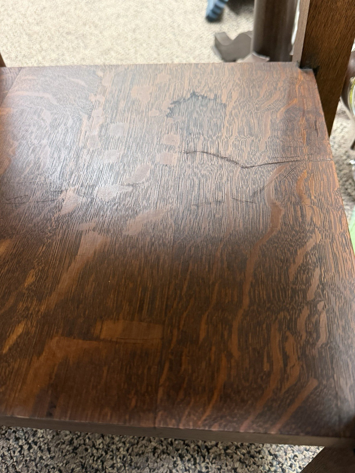 Antique Arts & Crafts Mission Oak Stickley Style 2 Tier Plant Stand Side Table
