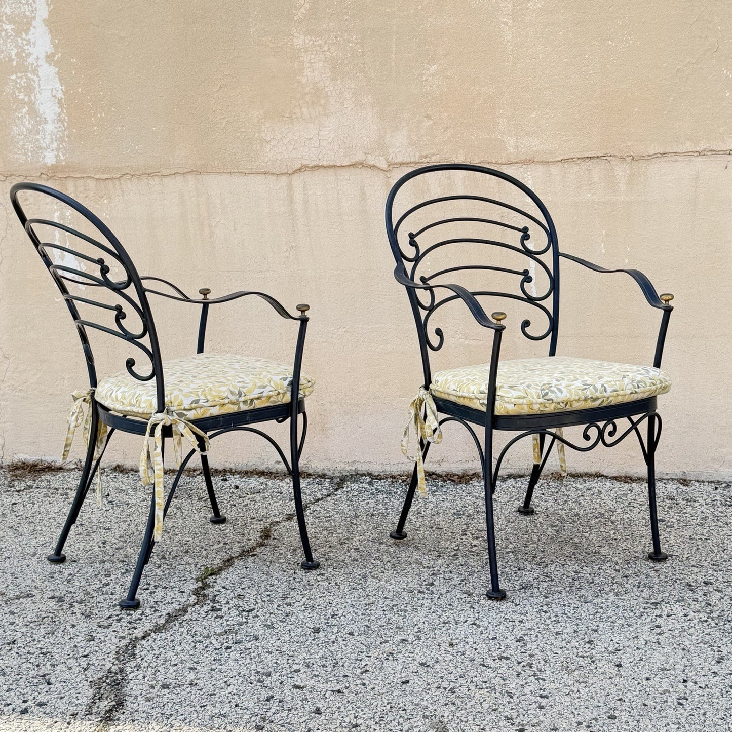 Contemporary Scrolling Wrought Iron Patio Loveseat & Arm Chair Set - 4 pcs