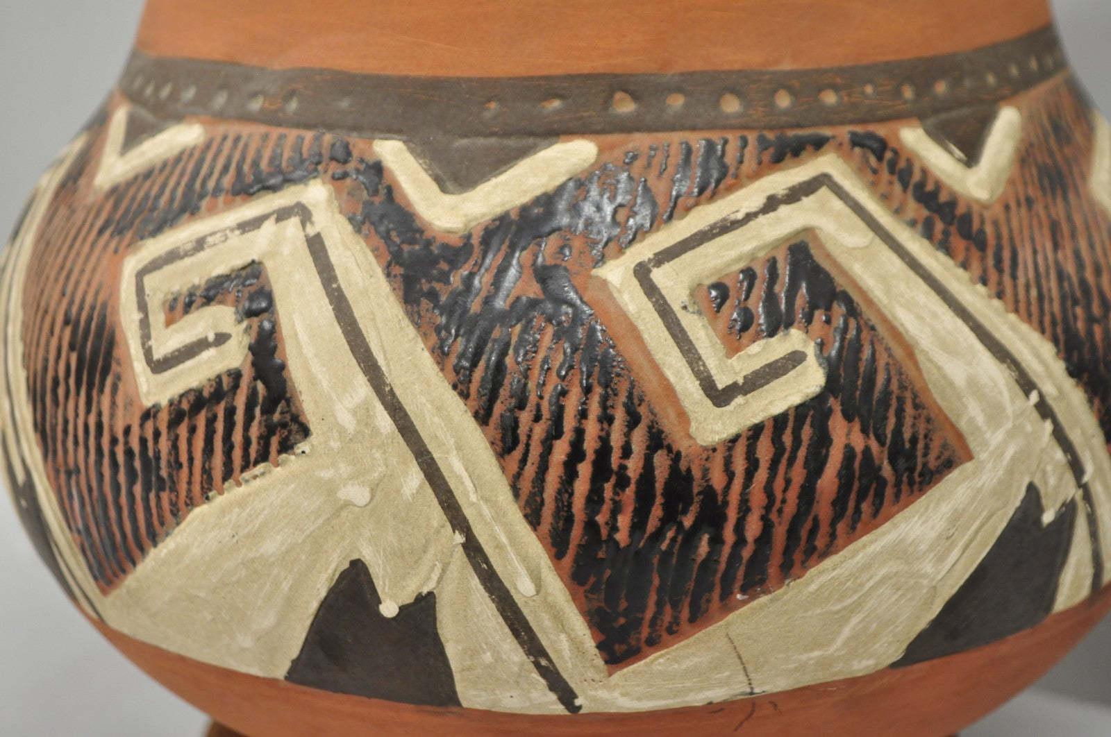 Vintage Southwestern Native American Terracotta Pottery Vase Table Lamp - a Pair