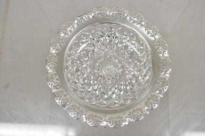 Antique English Victorian Cut Crystal Silver Plated Gallery Ashtray Trinket Dish