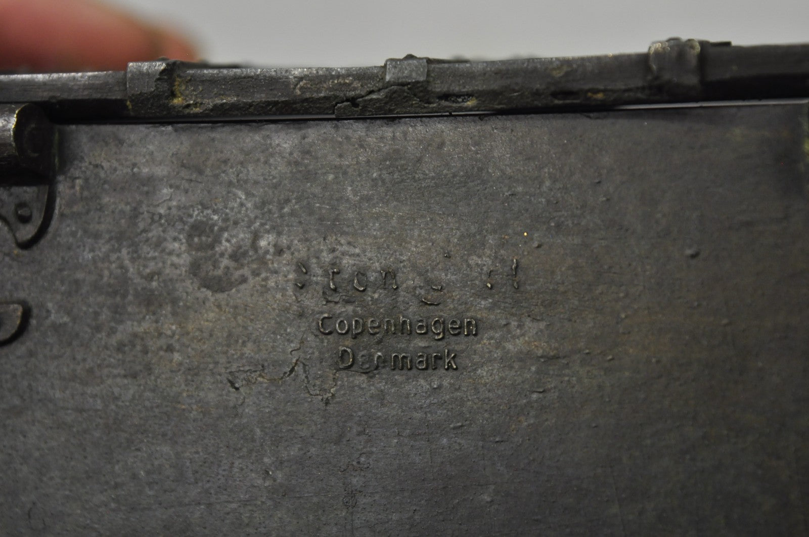 Antique "Iron Art" Denmark Bronze Trinket Jewelry Box Casket "Battle of Estonia"