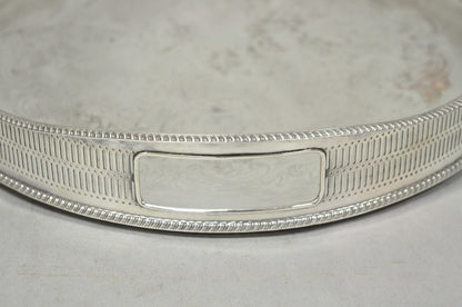 Vintage English Edwardian Silver Plated Oval Scalloped Gallery Bar Platter Tray