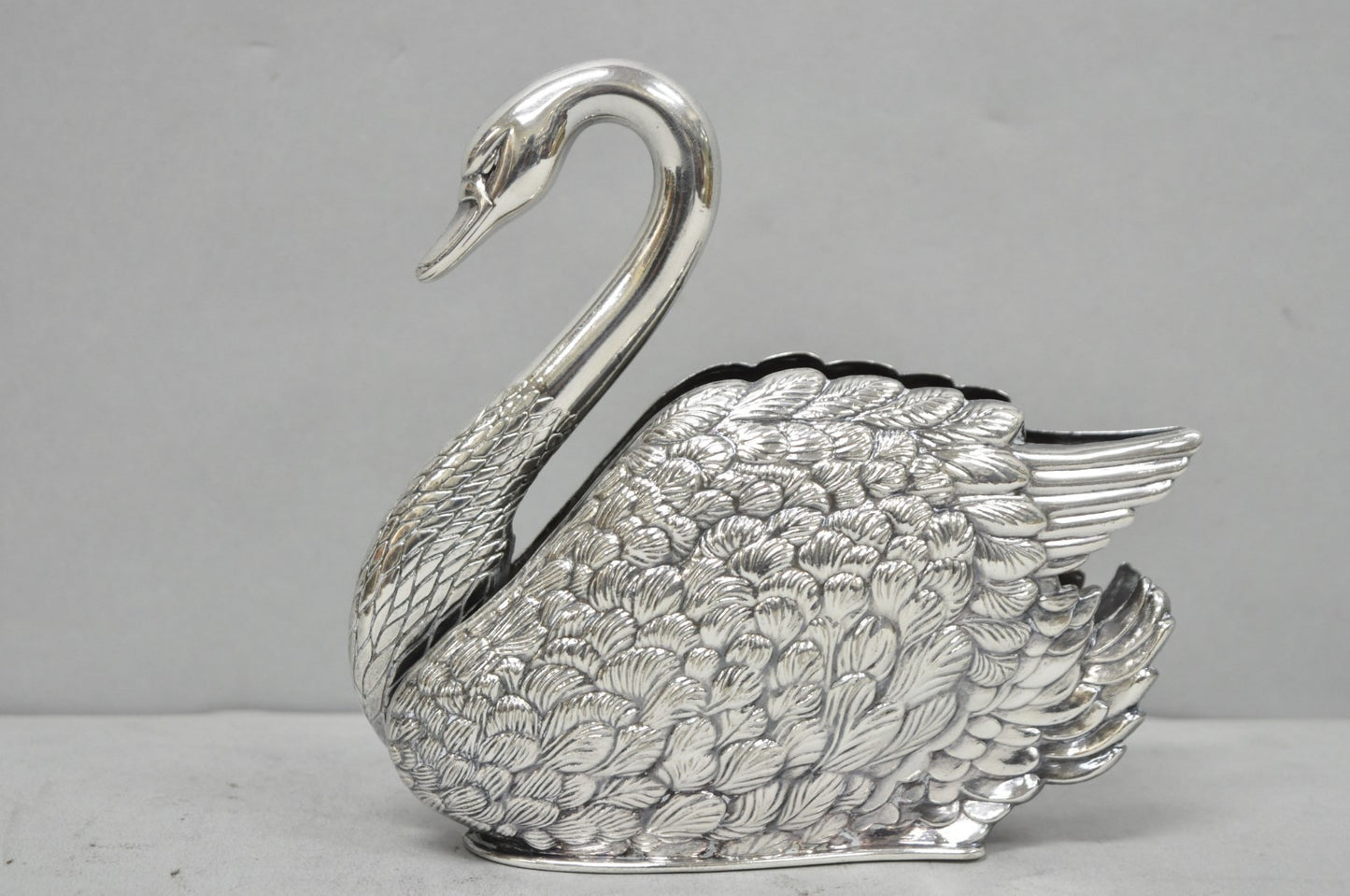 Vintage Art Nouveau Godinger Italy Silver Plated Swan Bird Napkin Letter Holder