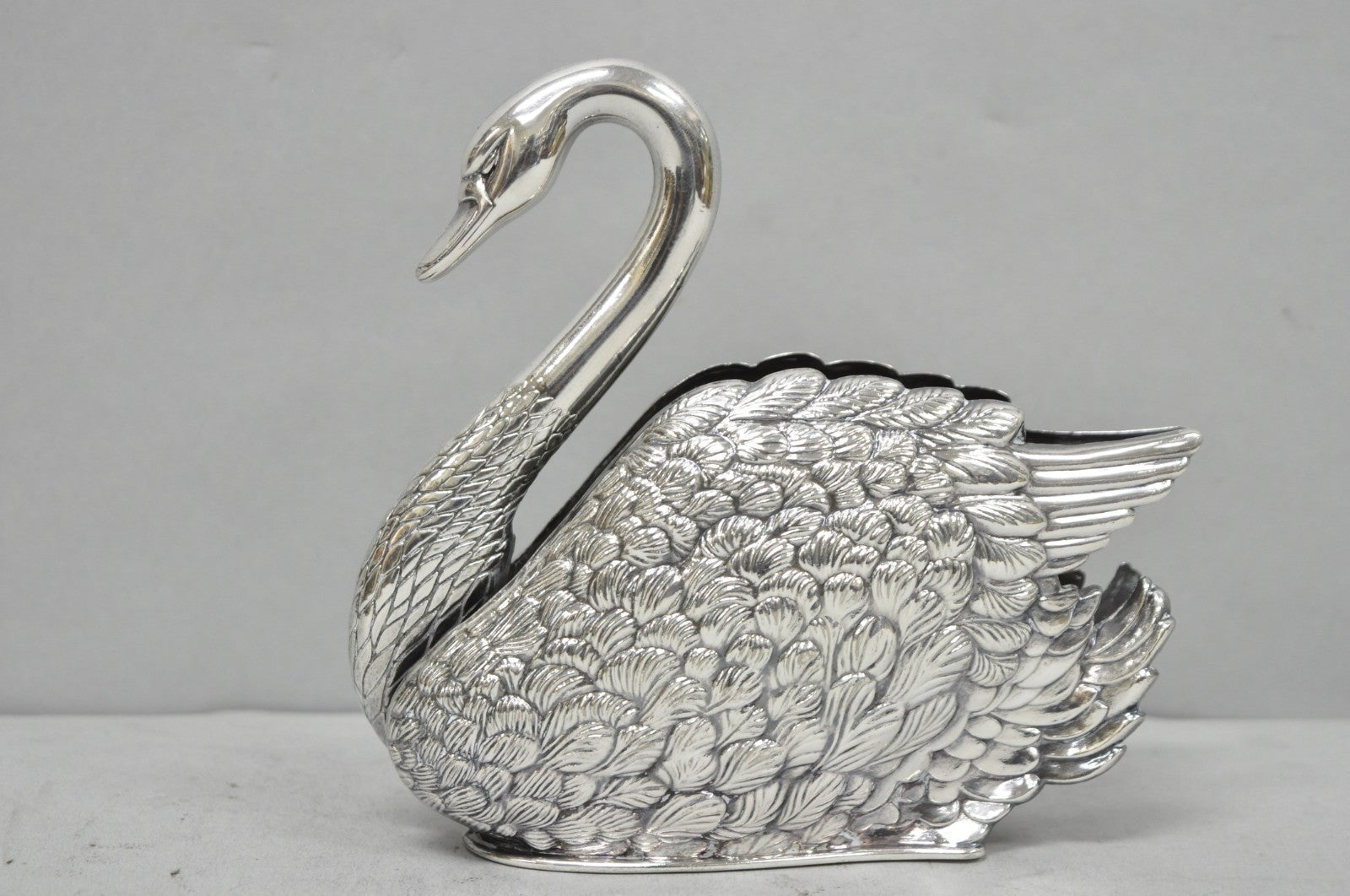 Vintage Art Nouveau Godinger Italy Silver Plated Swan Bird Napkin Letter Holder