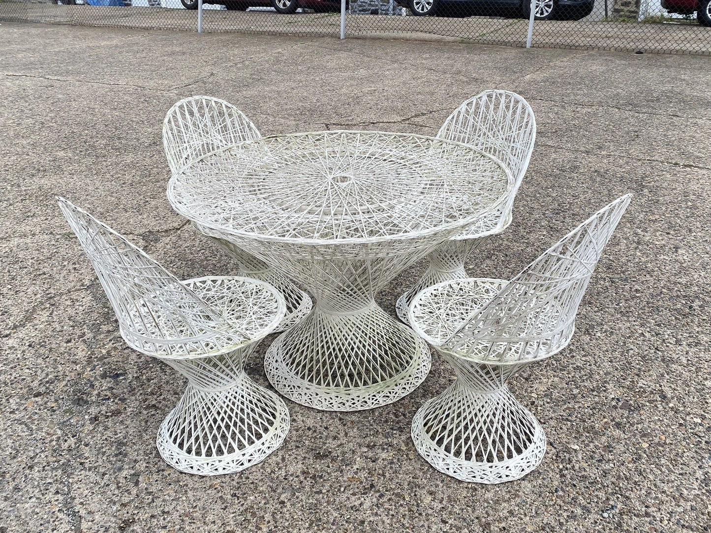 Vintage Russell Woodard Mid Century Modern Spun Fiberglass Patio Dining Set 5 Pc