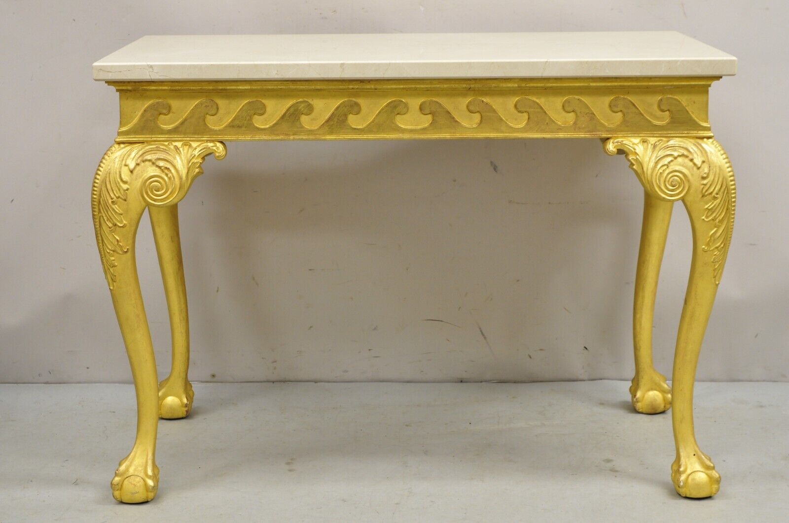 English George II Style Gold Giltwood Ball and Claw Foot Console Hall Table