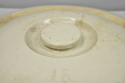 Antique American Primitive Salt Glazed Ceramic 15 Gallon Crock Pot Lid Cover