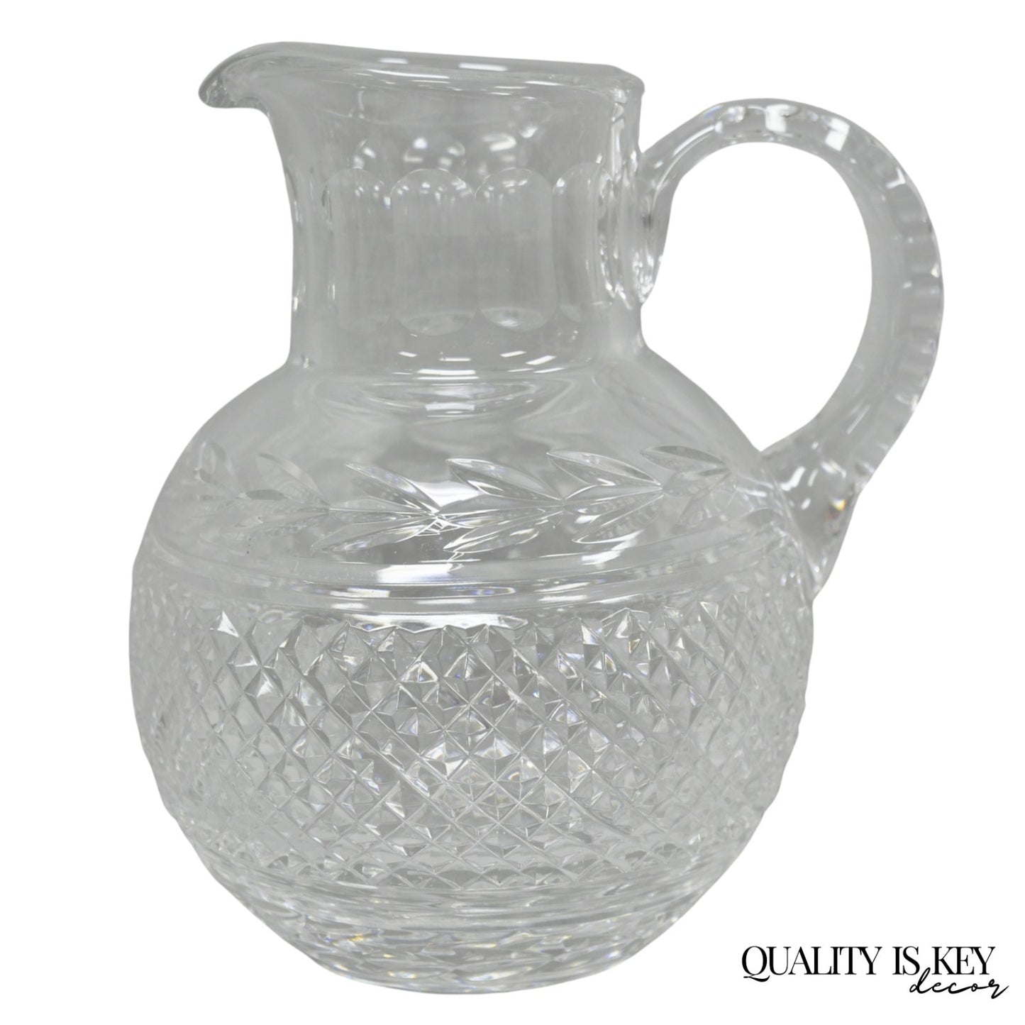 Vintage Victorian Style Leah Pattern Cut Crystal Glass Water Pitcher by Galway
