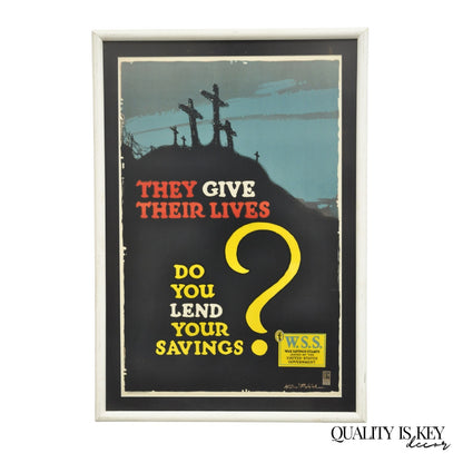 World War 1 "They Give Their Lives Do You Lend Your Savings" Framed Poster Print