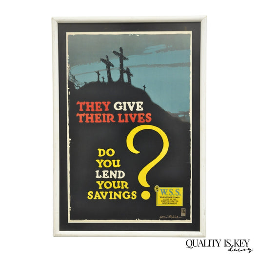 World War 1 "They Give Their Lives Do You Lend Your Savings" Framed Poster Print