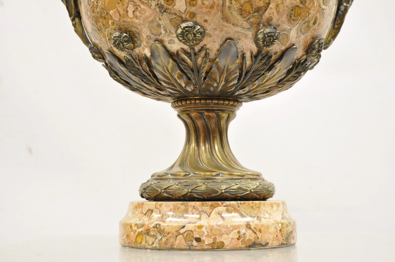 Vintage Bronze and Marble French Baroque Style Lidded Urn Centerpiece Cassolette