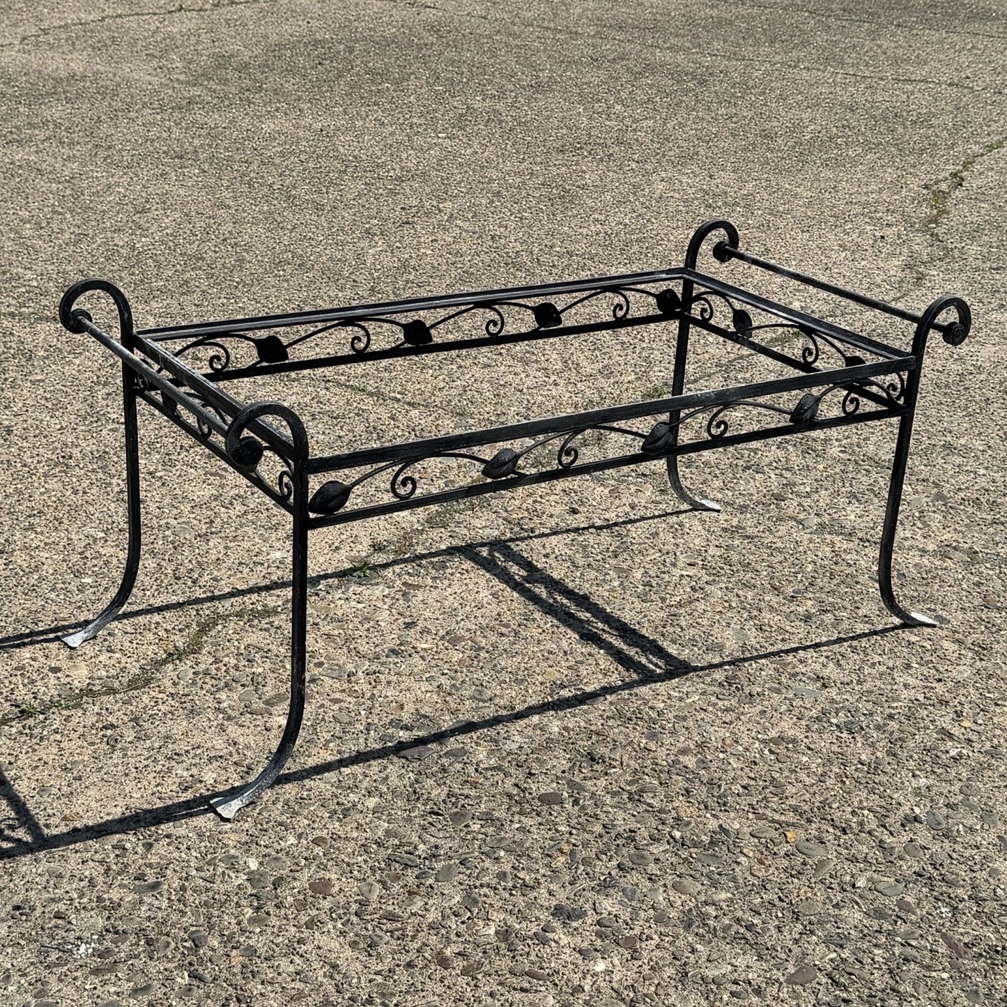 Vintage Salterini Art Nouveau Wrought Iron Garden Patio Rectangular Coffee Table
