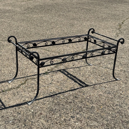 Vintage Salterini Art Nouveau Wrought Iron Garden Patio Rectangular Coffee Table