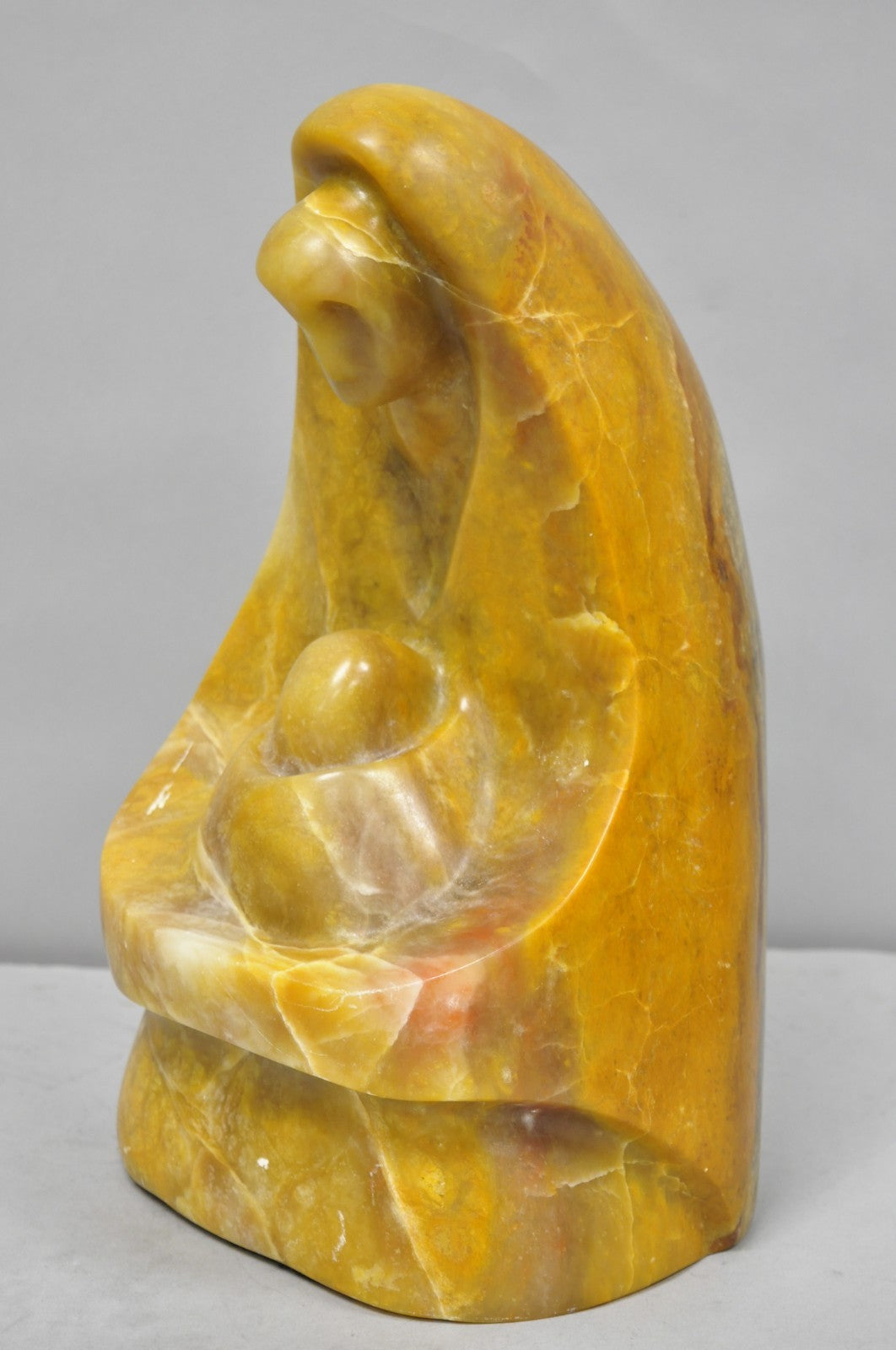 Vintage Seymour Shuren Modern Carved Alabaster Mother & Child Figure Sculpture