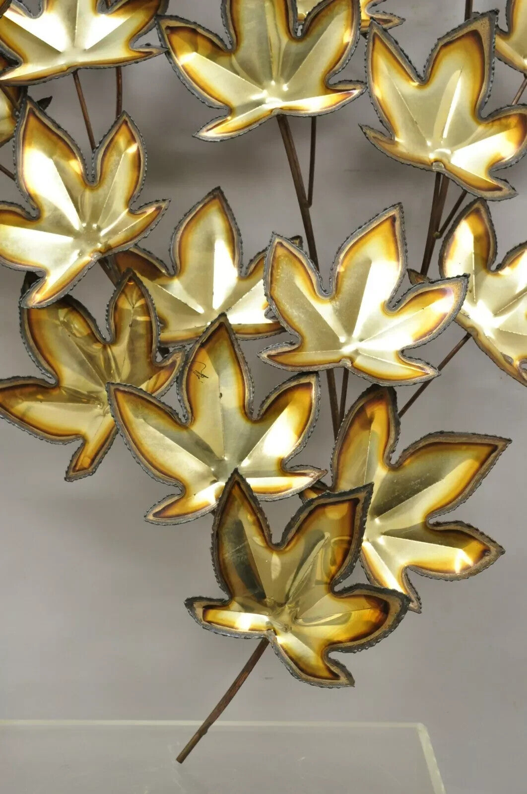 Vintage Curtis Jere Large 48" Maple Leaf Metal Brutalist Wall Art Sculpture