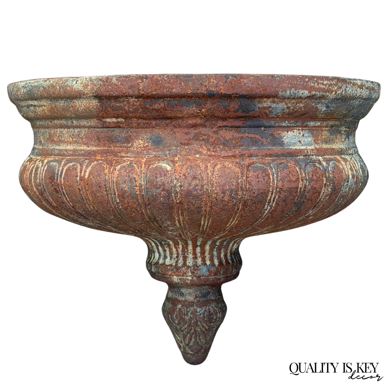 Neoclassical Cast Iron Half Round Wall Fountain Bowl Lavabo Garden Planter Pot