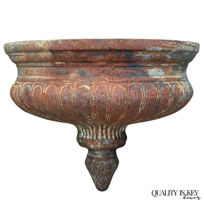 Neoclassical Cast Iron Half Round Wall Fountain Bowl Lavabo Garden Planter Pot