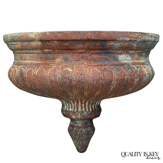 Neoclassical Cast Iron Half Round Wall Fountain Bowl Lavabo Garden Planter Pot
