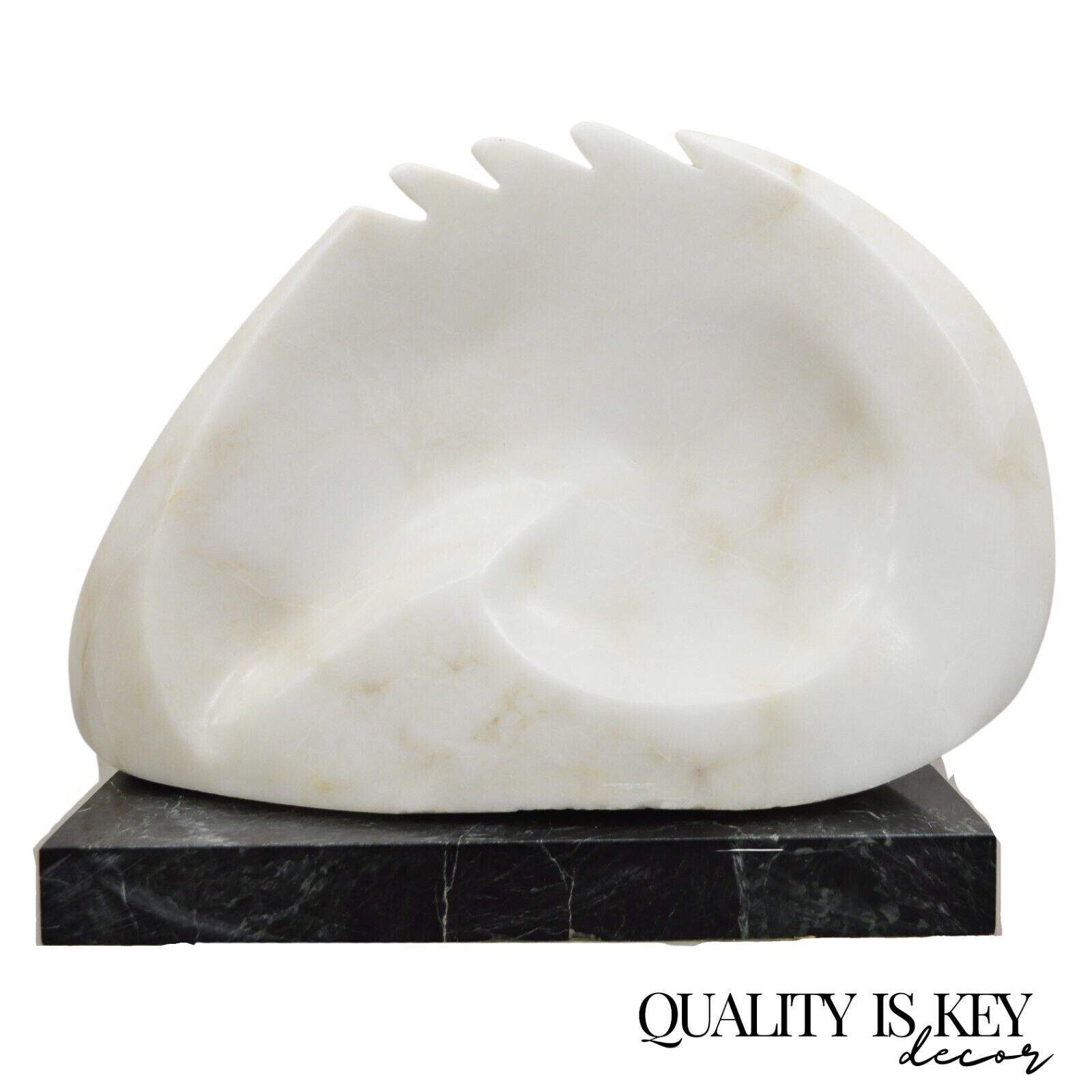 Sheryl C. Benjamin Carved Marble Abstract Modernist Sculpture on Marble Base