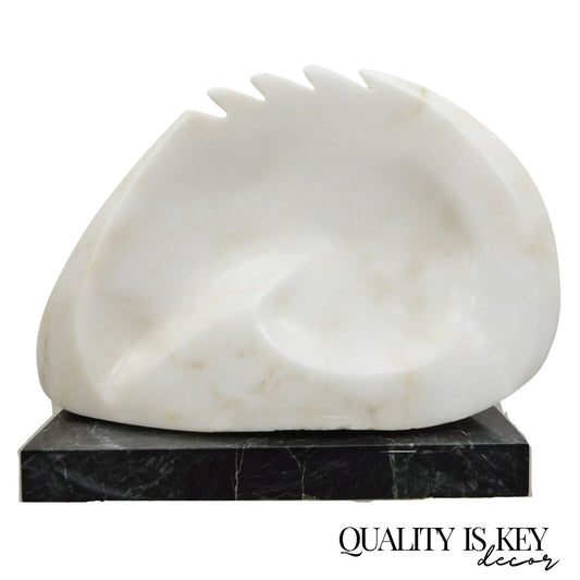 Sheryl C. Benjamin Carved Marble Abstract Modernist Sculpture on Marble Base