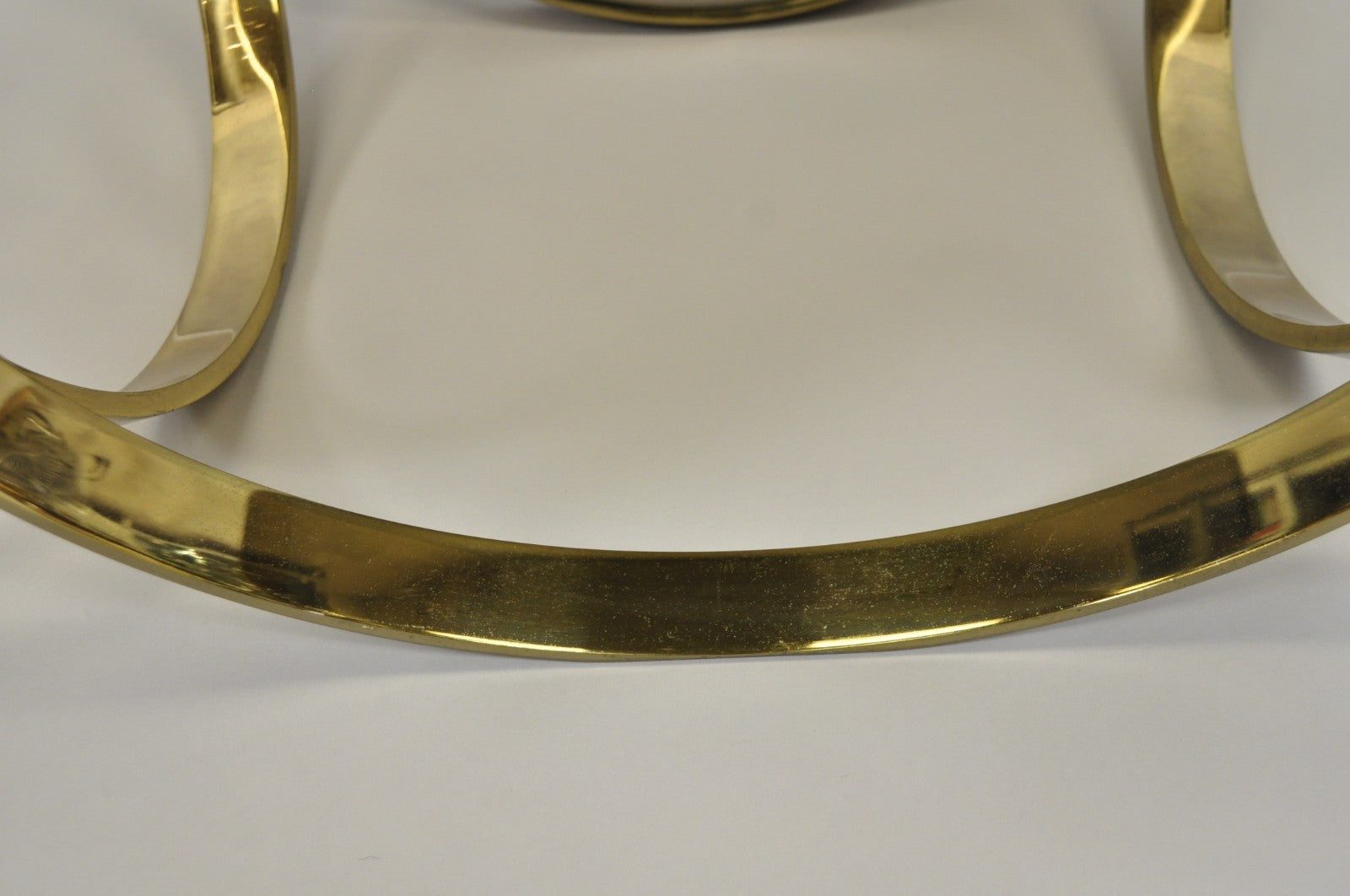 Tri-Mark Mid Century Modern Brass Plated Steel Smoked Glass Arch Coffee Table