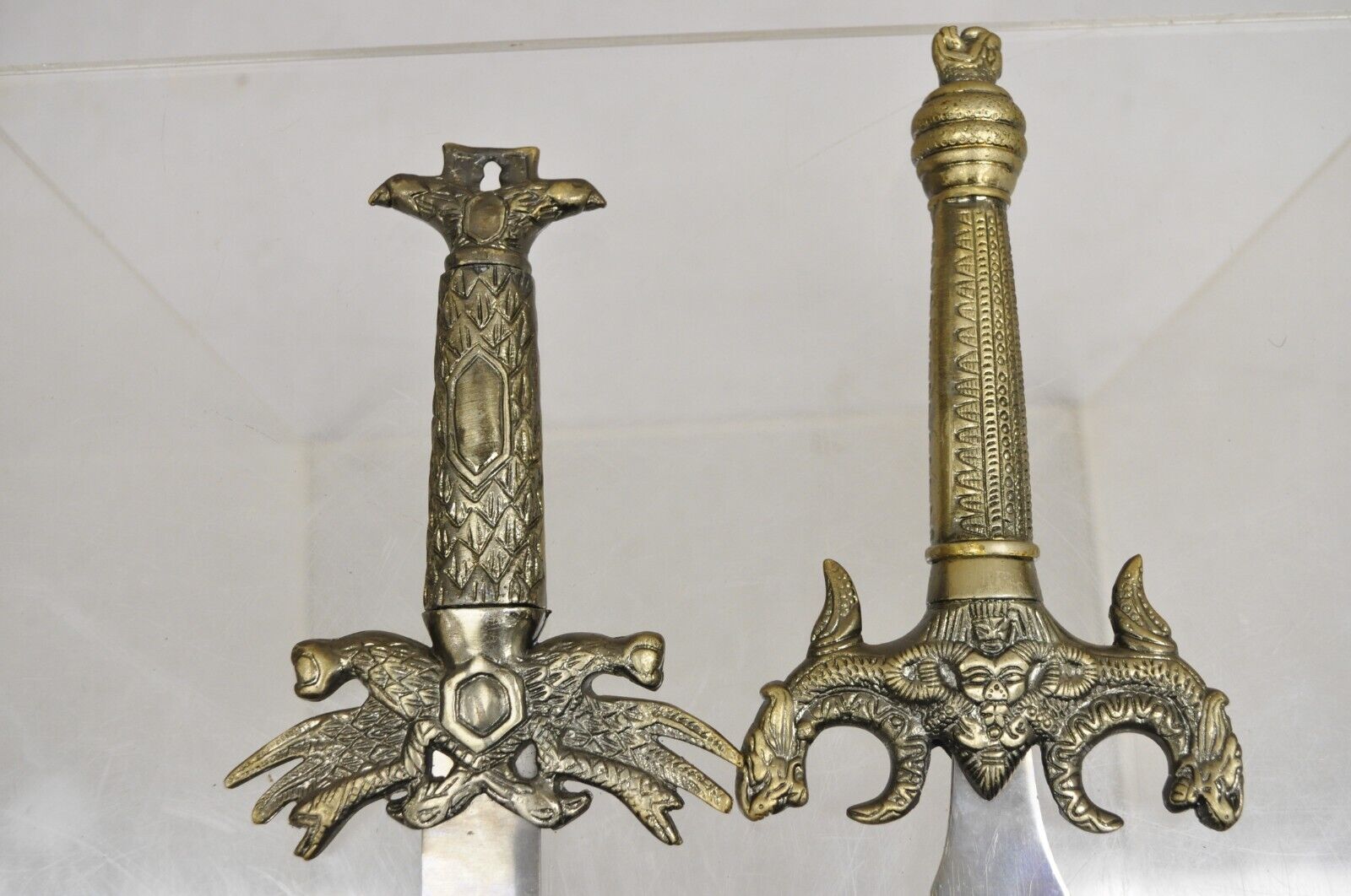 Vintage Medieval Gothic Style Heavy Steel Metal Decorative Swords - 2 Pc Set