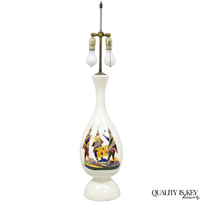 Vintage Italian Mid Century Modern Terracotta Pottery "Peru" Painted Table Lamp